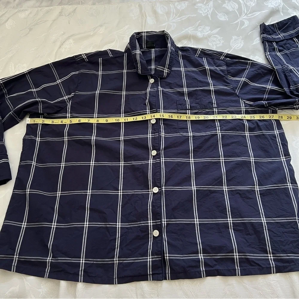 J.Crew Mens Navy‎ Plaid Button Down Shirt Pajama Top Cotton Sleepwear 3X Casual